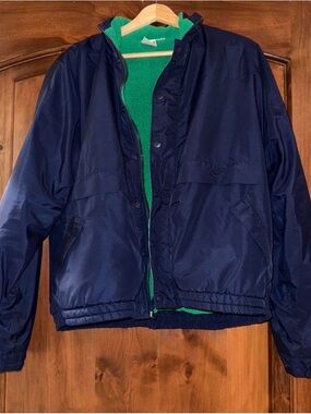 Vintage Nike Reversible Windbreaker Jacket – Navy / Green Fleece – Size M